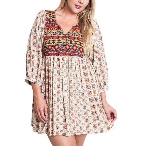 Umgee Perfect Day Aztec Tunic Dress - XL - Picture 1 of 4